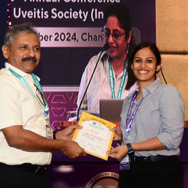 Our uvea specialist Dr. Richa Pyare won the prestigious Dr Narsing A Rao Award. It's given to the best free paper in the Uveitis Society of India conference annually. She presented on immune recovery uveitis. Dr. Richa is a talented and dedicated uvea and medical retina specilalist loved by patients and staff alike. She's also a favourite of the social media team - go watch her videos on YouTube to know why!